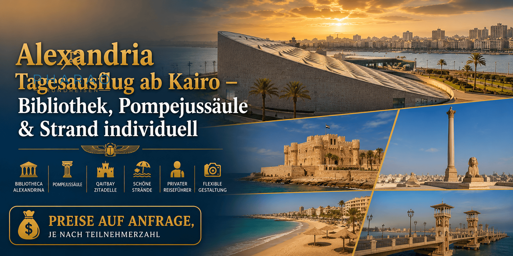 Alexandria Tagesausflug ab Kairo – Bibliothek, Pompejussäule & Strand individuell