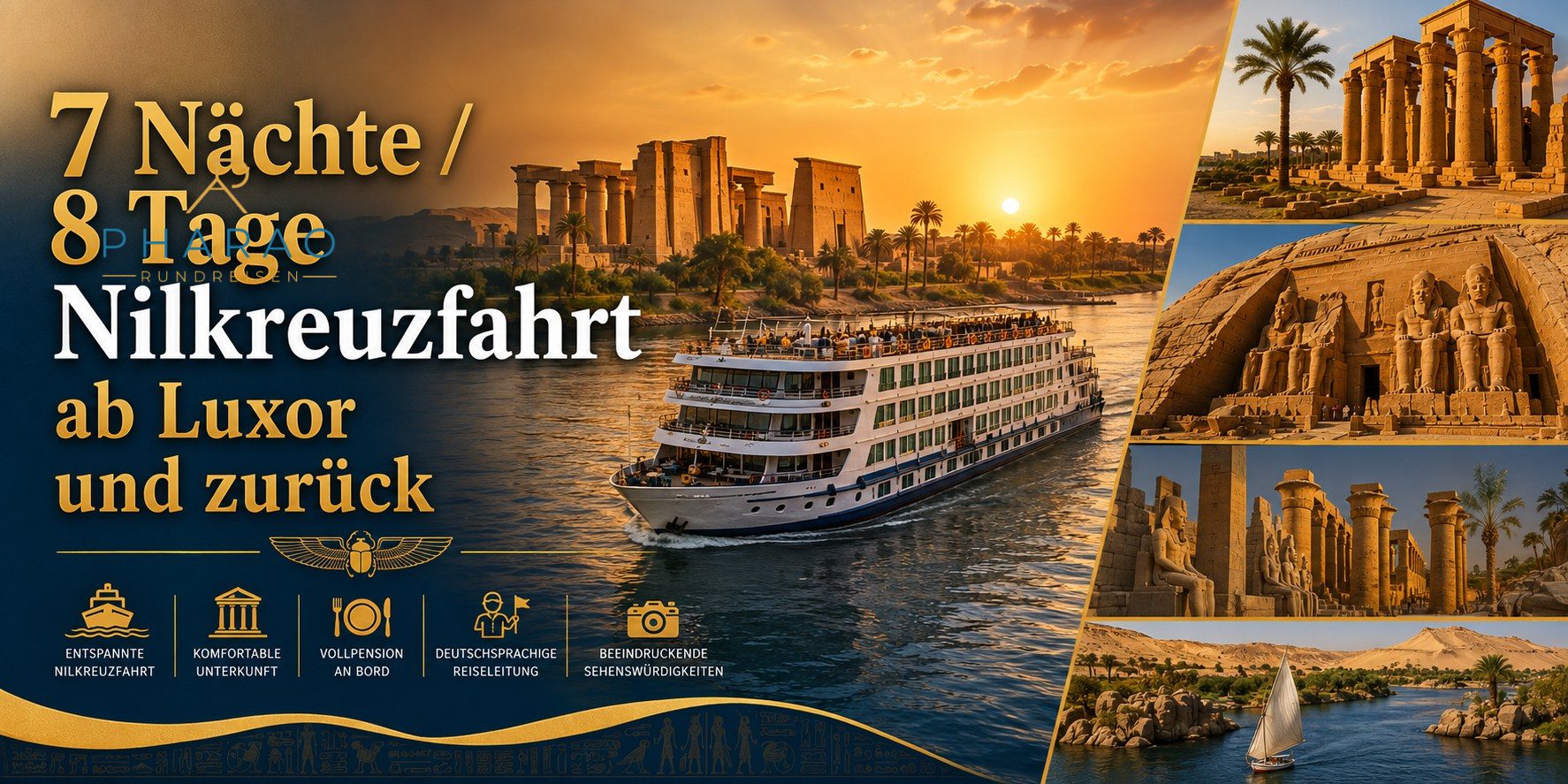 7 Nächte / 8 Tage Nilkreuzfahrt ab Luxor und zurück