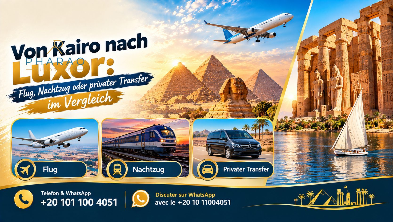 Von Kairo nach Luxor: Flug, Nachtzug oder privater Transfer im Vergleich