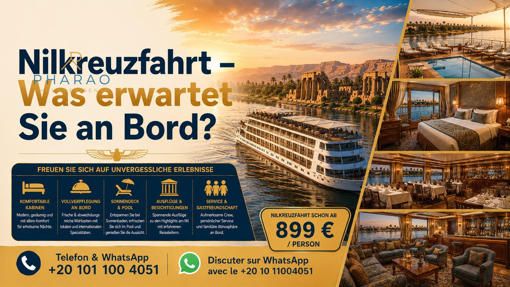 Nilkreuzfahrt – Was erwartet Sie an Bord?