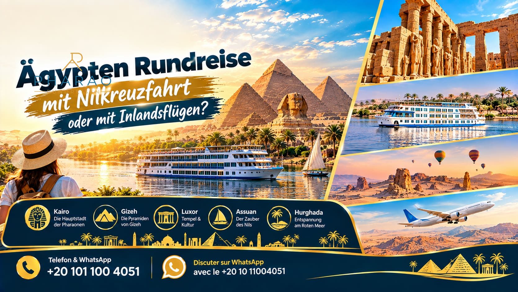 Ägypten Rundreise mit Nilkreuzfahrt oder mit Inlandsflügen?