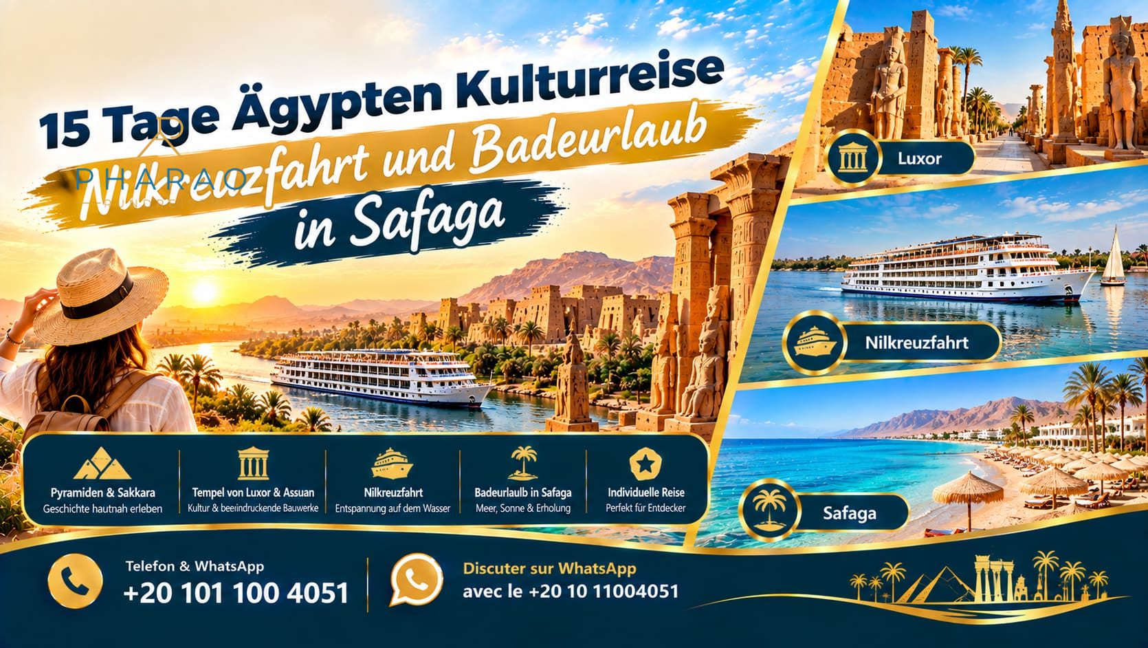 15 Tage Ägypten Kulturreise | Nilkreuzfahrt und Badeurlaub in Safaga