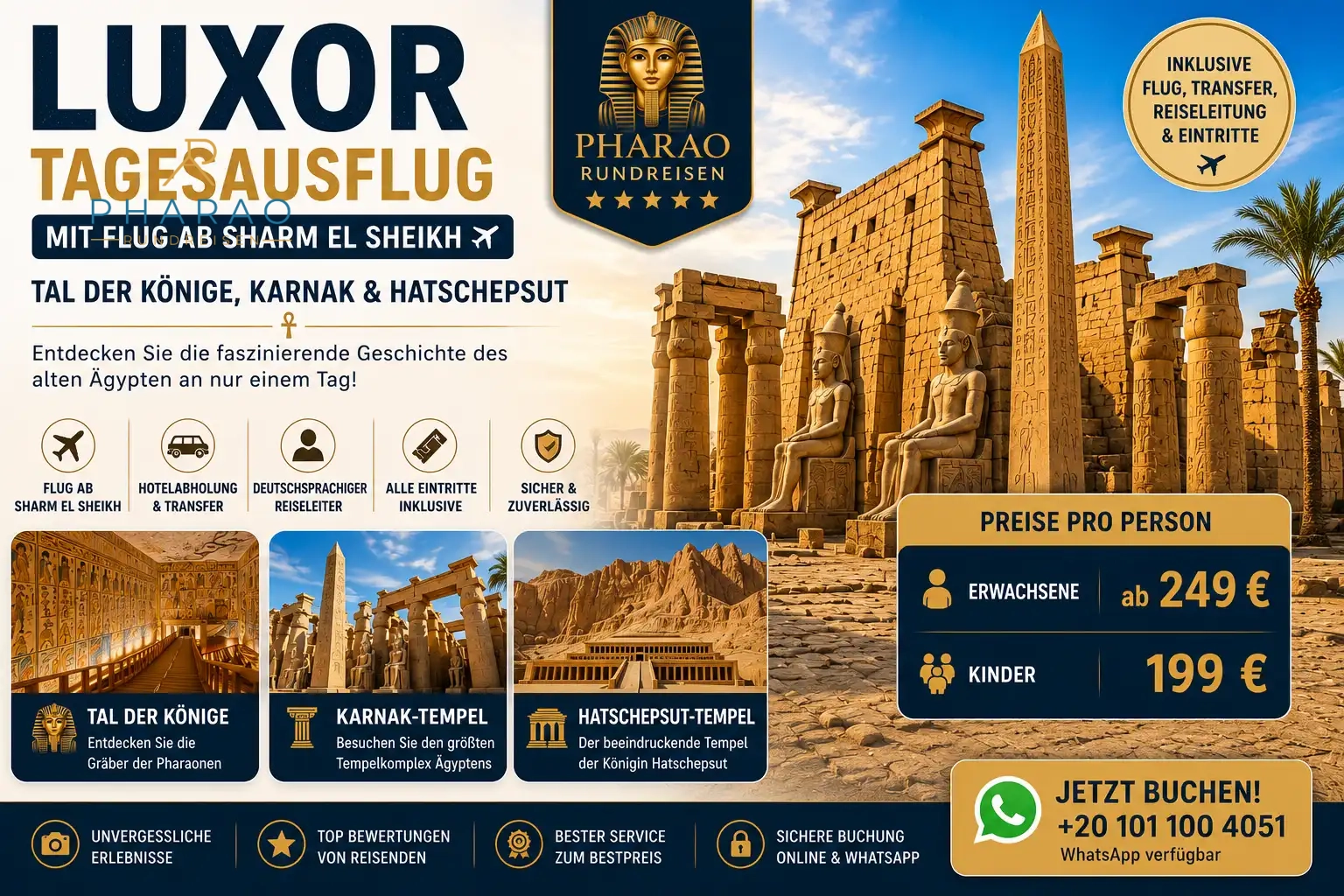 Luxor Tagesausflug mit Flug ab Sharm El Sheikh