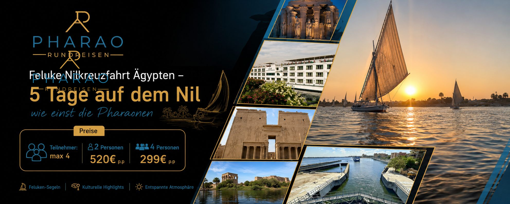 Feluke Nilkreuzfahrt Ägypten – 5 Tage auf dem Nil wie einst die Pharaonen