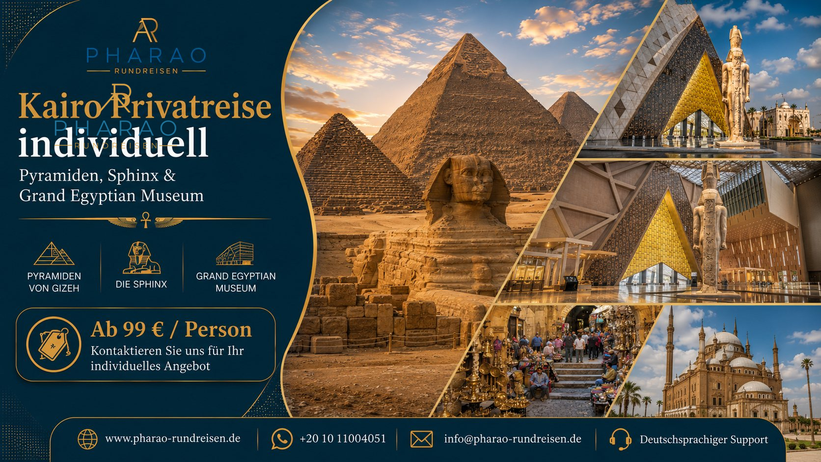 Kairo Privatreise individuell – Pyramiden, Sphinx & Grand Egyptian Museum Preise