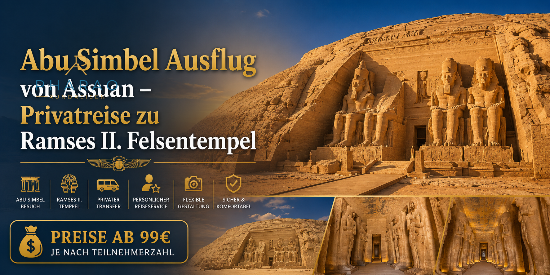 Abu Simbel Ausflug von Assuan – Privatreise zu Ramses II. Felsentempel