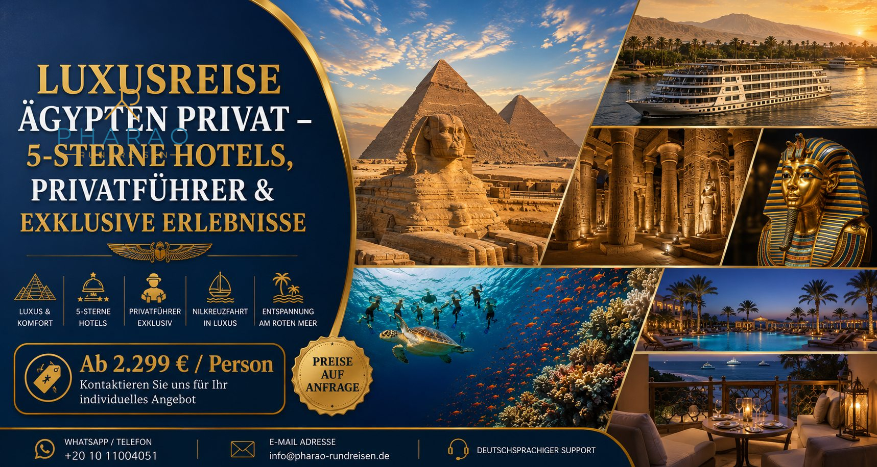 Luxusreise Ägypten privat – 5-Sterne Hotels, Privatführer & exklusive Erlebnisse
