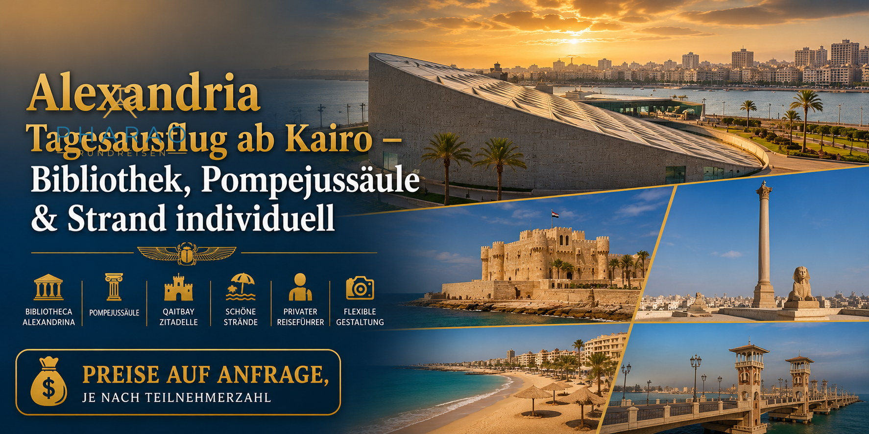 Alexandria Tagesausflug ab Kairo – Bibliothek, Pompejussäule & Strand individuell