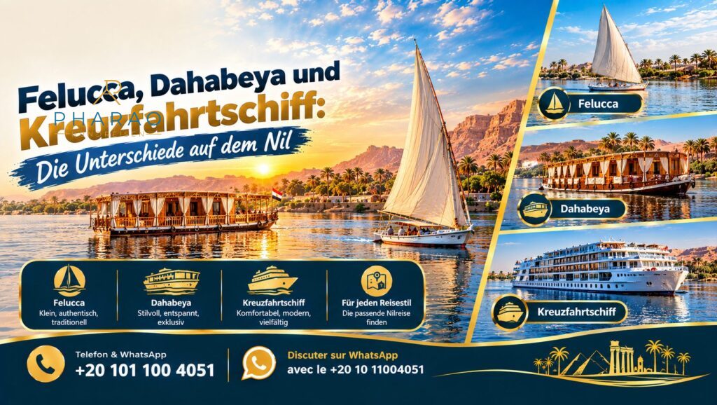Felucca, Dahabeya und Kreuzfahrtschiff: Die Unterschiede auf dem Nil